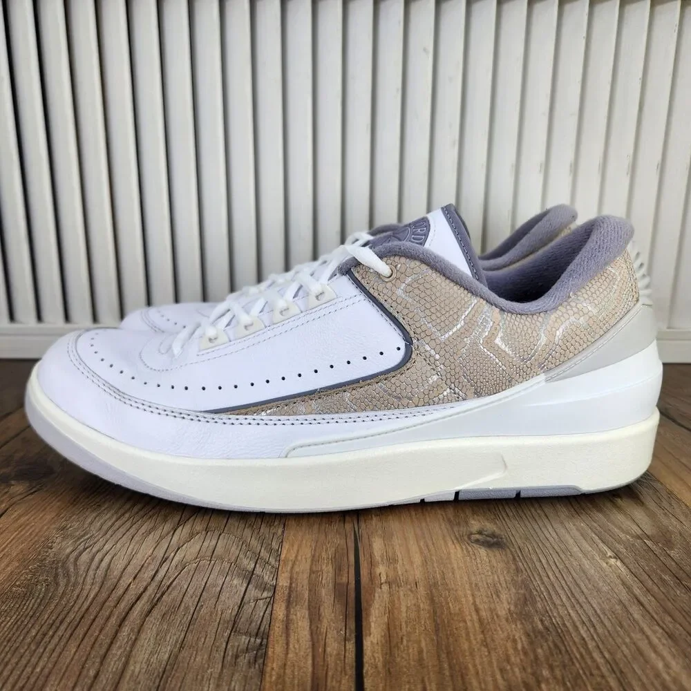 Nike Air Jordan 2 Retro Low Sneakers Mens Sz 11.5 White Python Shoes DV9956-100